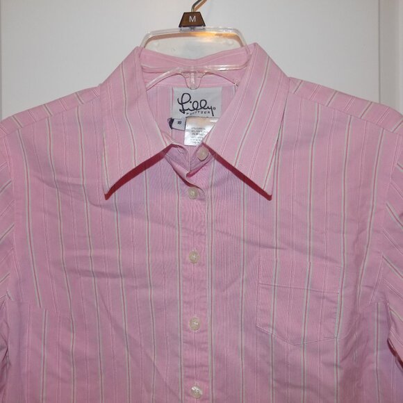 Vintage LILLY PULITZER White Label Pink Buttondown Shirt Striped Stretch Sz 10 - Picture 2 of 7